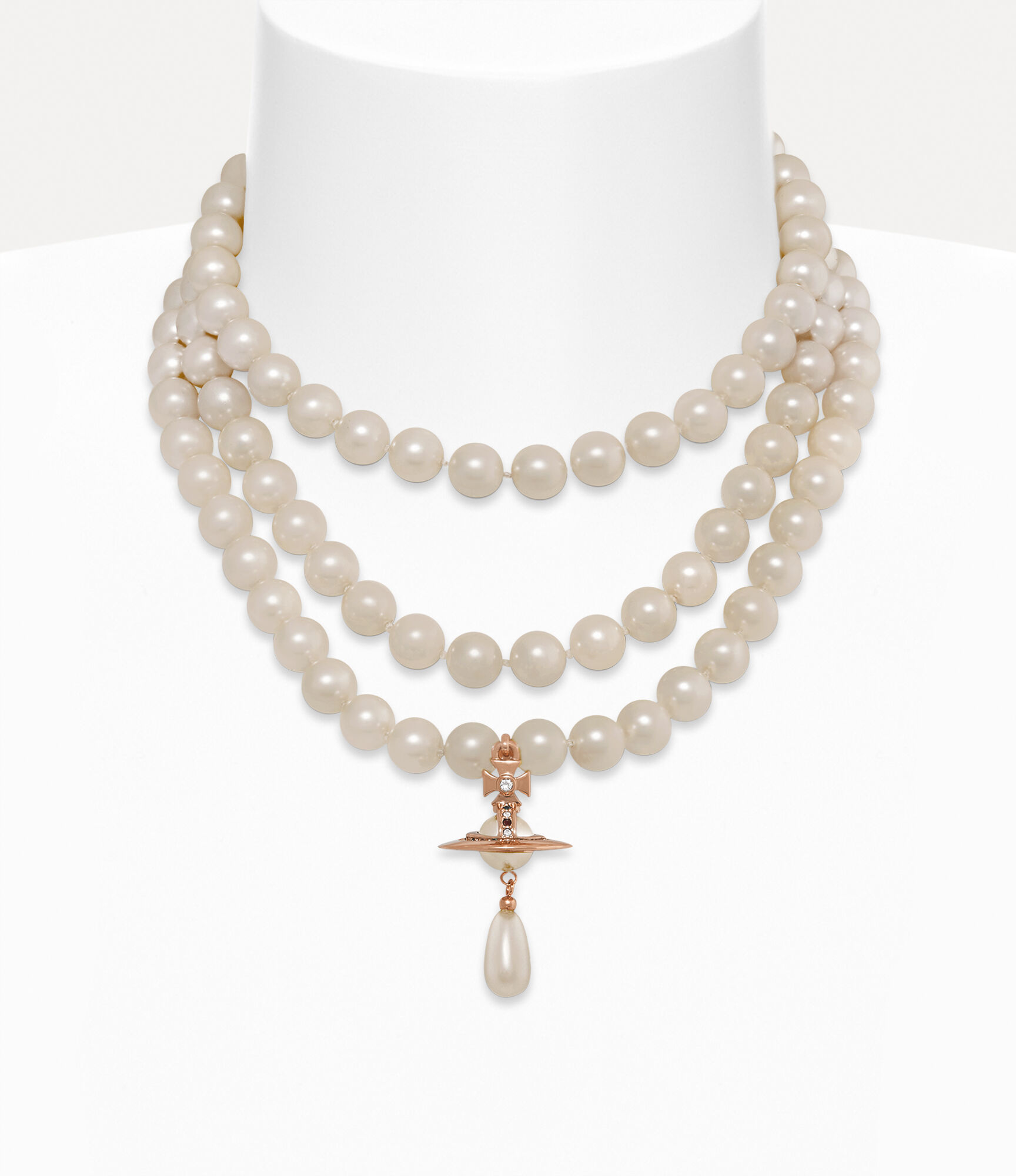 Three Row Pearl Drop Choker