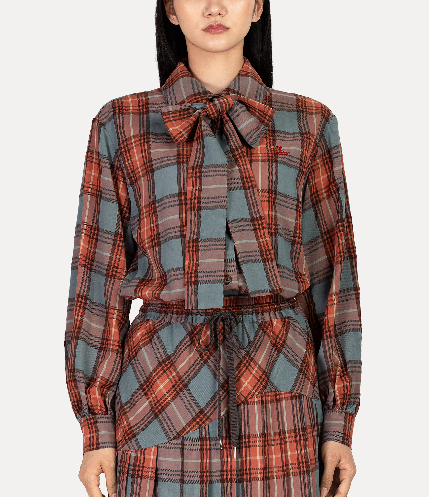 See Through Check Bow Shirt  large image number 4