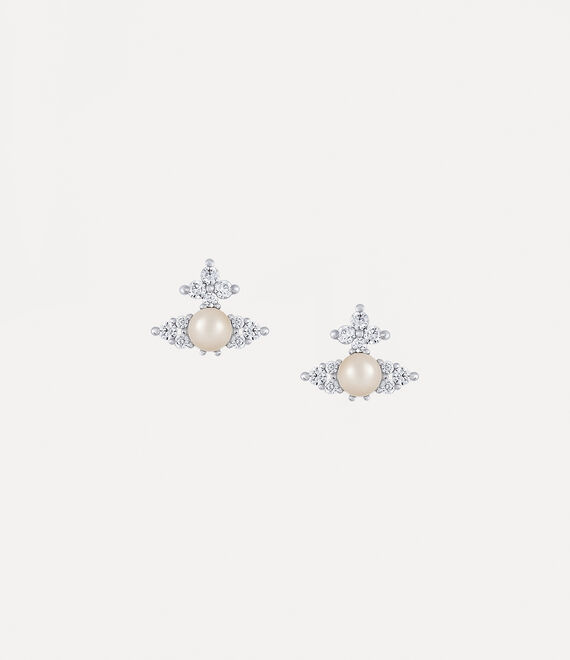 Feodora Earrings in PLATINUM-WHITE-CZ-CREAMROSE-Pearl Vivienne