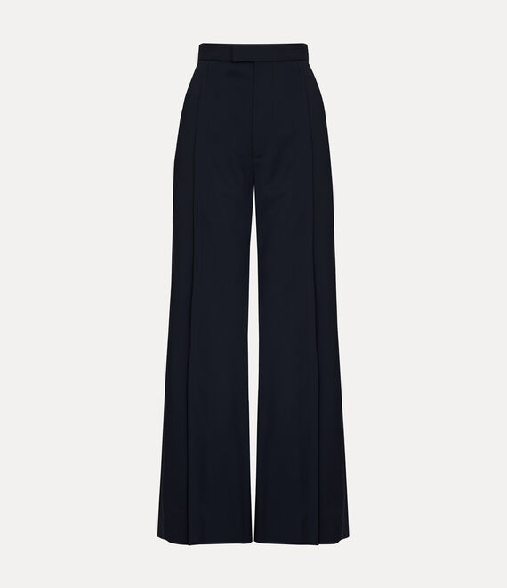 Vivienne Westwood Wide Leg Trousers Wool Navy Blue 38 Women