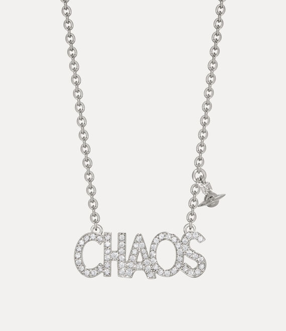 Vivienne Westwood Chaos Pendant Necklace Silver Cubic Zirconia Women