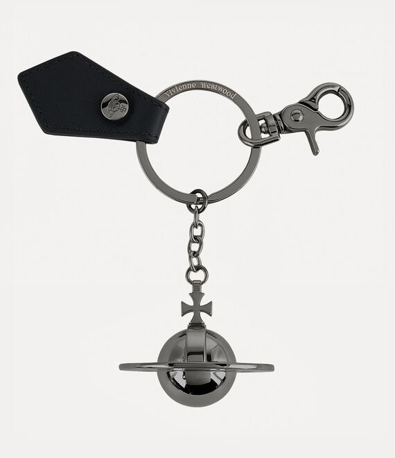 Vivienne Westwood 3d Orb Keyring Metal Black-saffiano One Size Unisex In Gray