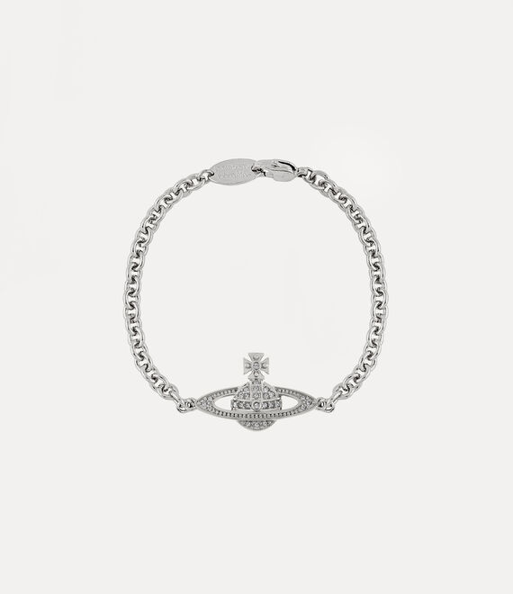 Shop Vivienne Westwood Man. Mini Bas Relief Chain Bracelet In Platinum-crystal-crystal