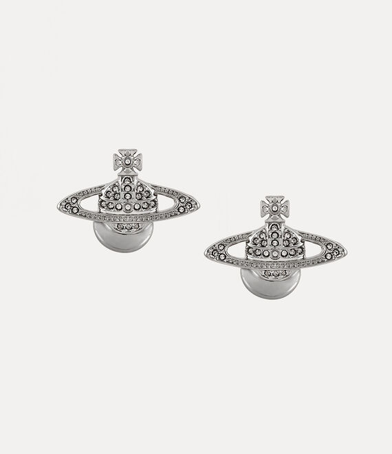 Vivienne Westwood Mini Bas Relief Cufflinks In Platinum-crystal-crystal