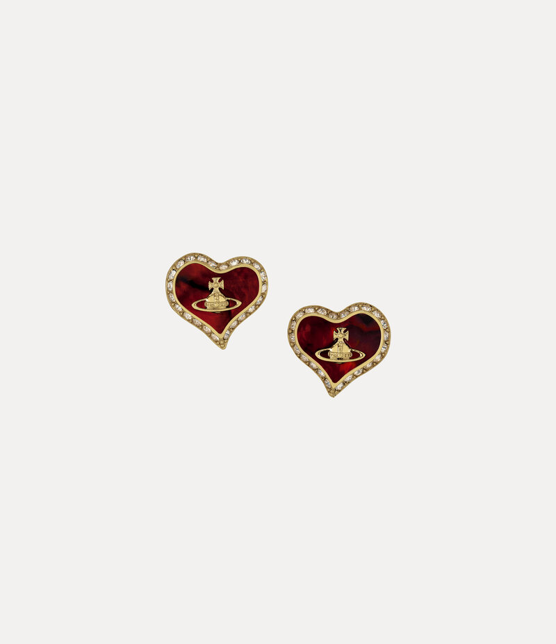 Vivienne Westwood Petra Earrings in Gold Copper Red Mop Honey Crystal