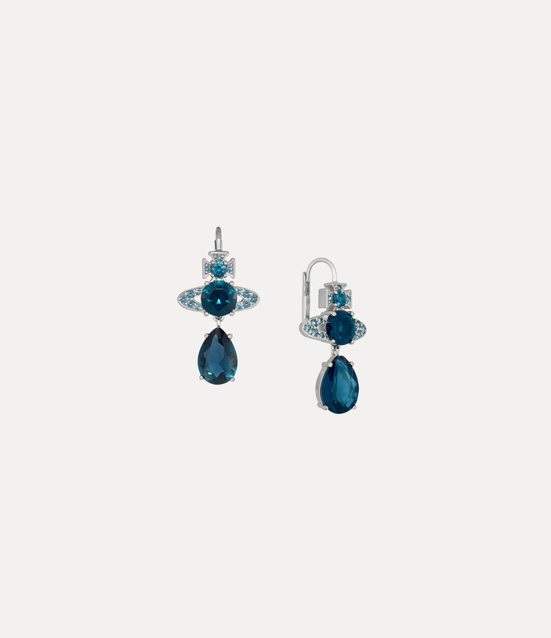Vivienne Westwood Ismene Drop Earrings -Platinum-dark-blue-cz -Platinum-dark-blue-cz
