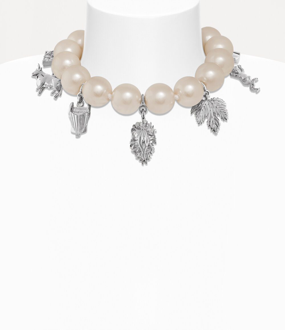 Vivienne Westwood Giant Anglo Pearl Necklace in Silver