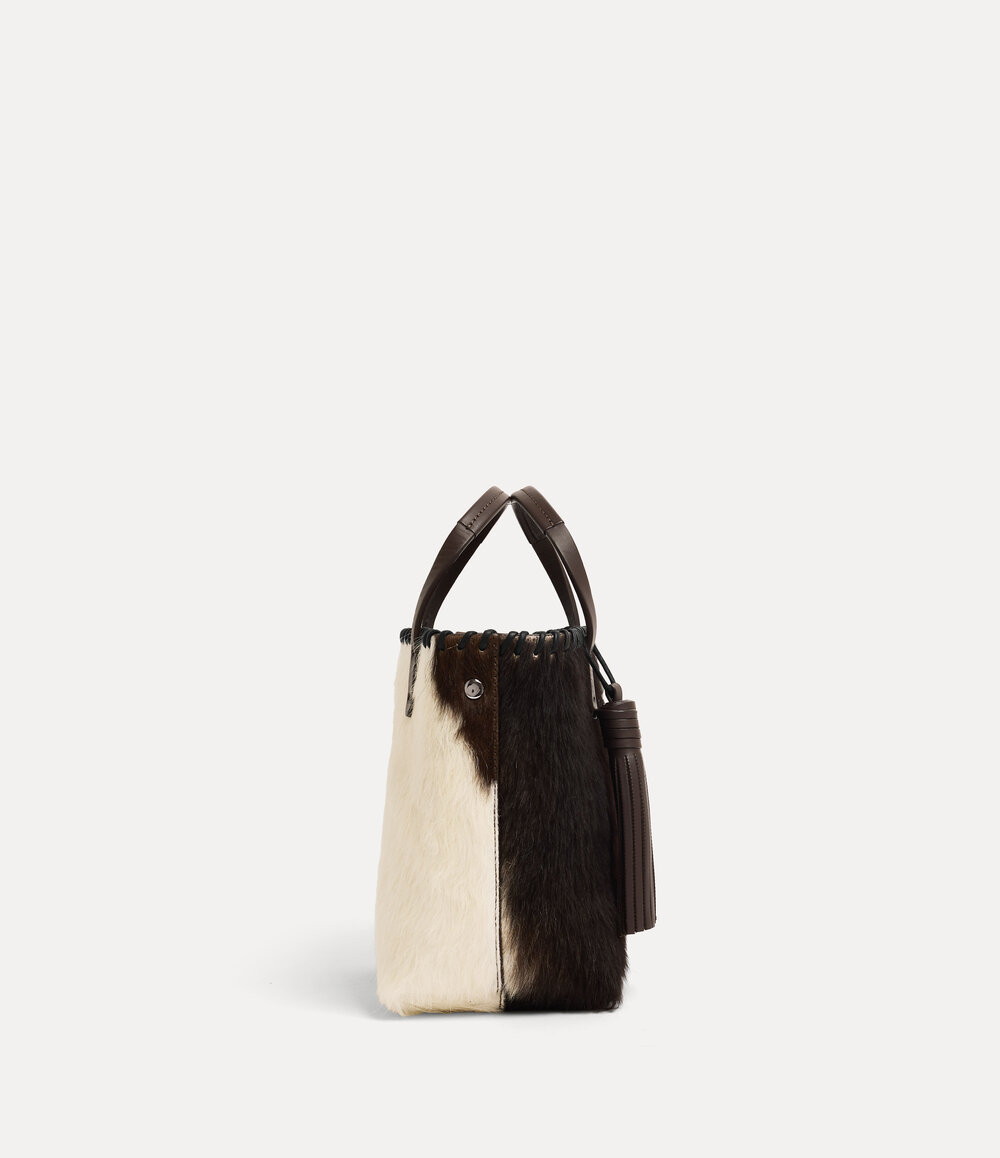 Vivienne Westwood Studio Small Shopper in White Brown, view 2