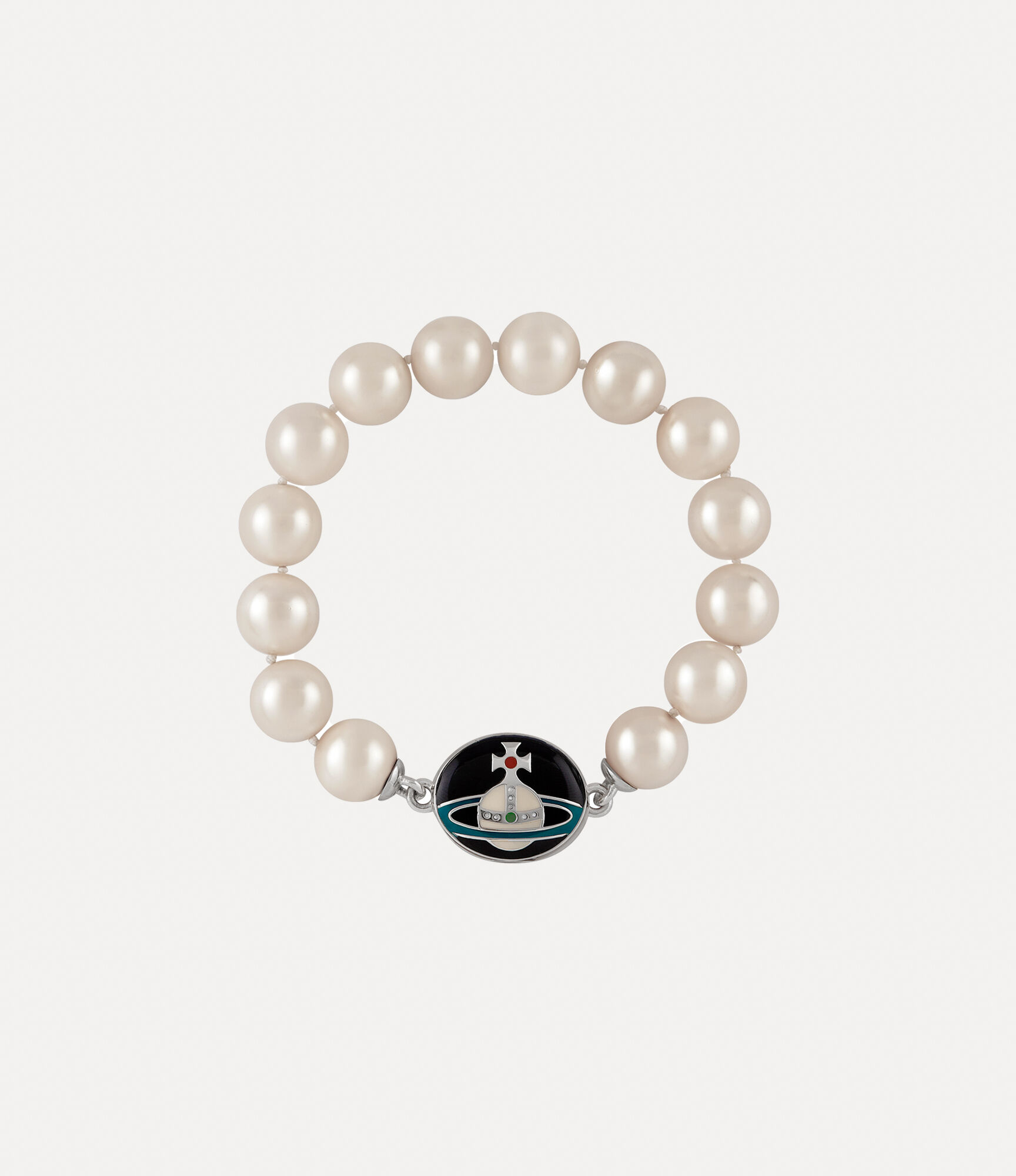 Bracelet Perles Transparentes Et Blanc Cassé - Largeur 6 Cm - Occasion Très Bon état