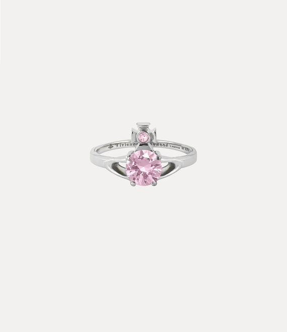 Shop Vivienne Westwood Reina Petite Ring In Platinum-pink-cz