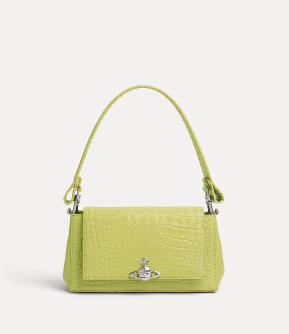 Vivienne Westwood Hazel Medium Handbag Emboss Croc Leather Lime-green