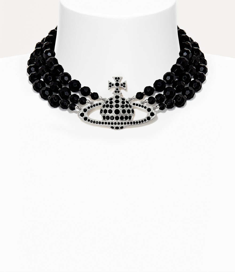 Vivienne Westwood Messaline Three Row Choker in silver