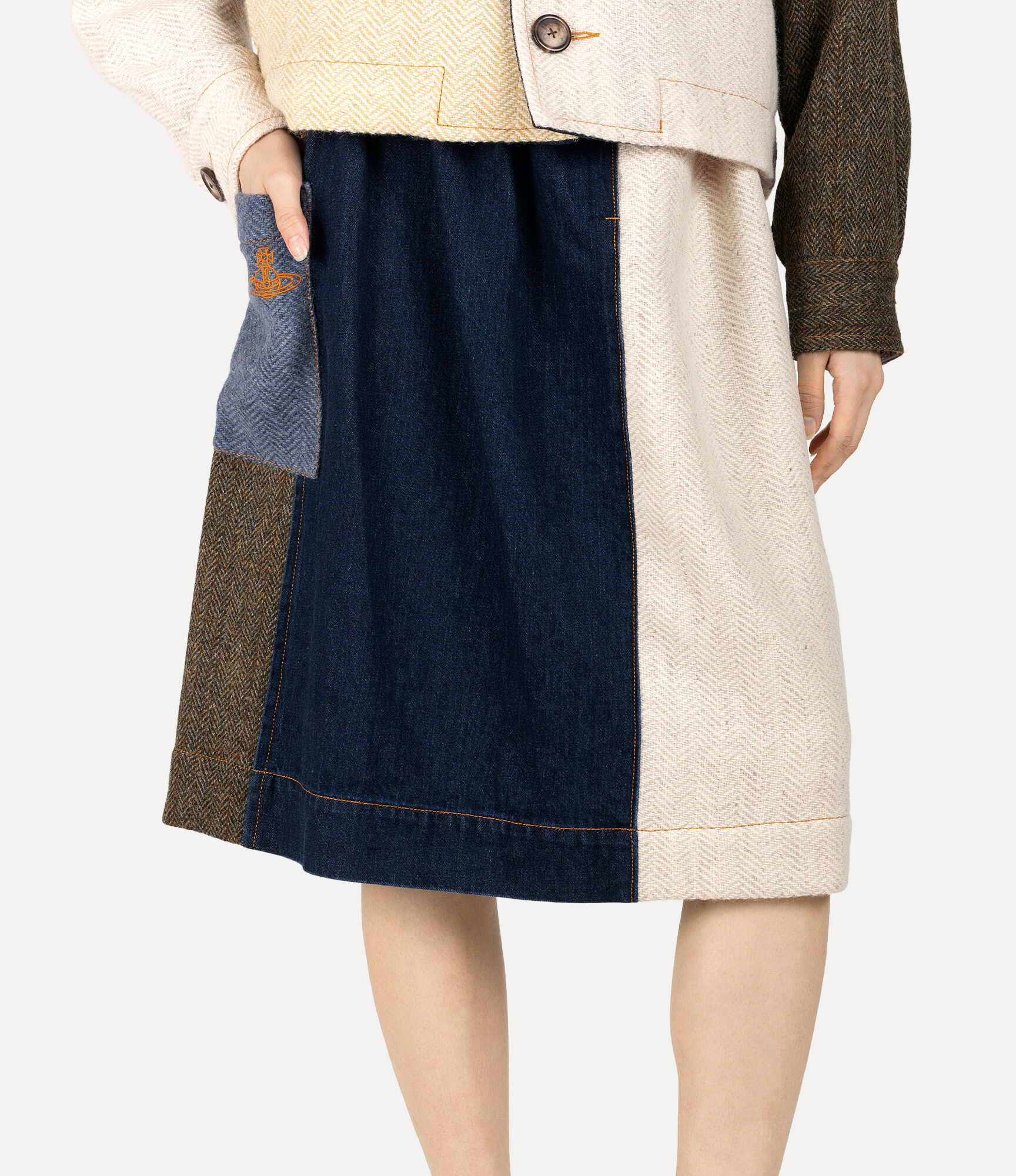 Harris Tweed Denim Tuck Skirt  large image number 4