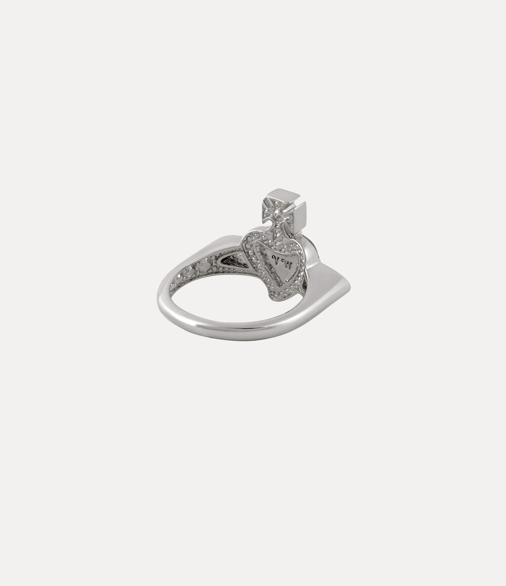 Vivienne Westwood New Diamante Heart Ring -Platinum-black-diamond -Platinum-black-diamond, view 3