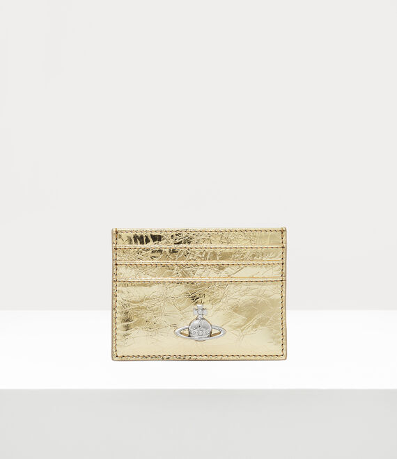Vivienne Westwood Flat Card Holder Metallic Crinkle Gold One Size Women