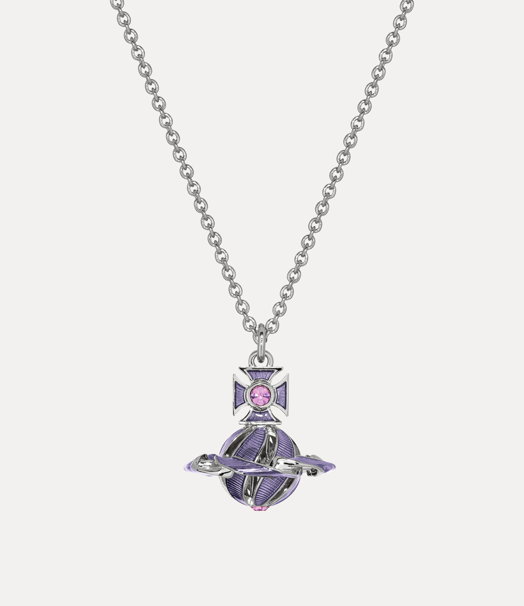 Samira Pendant Necklace in PLATINUM-VIOLET-Crystal-TRANSPARENT