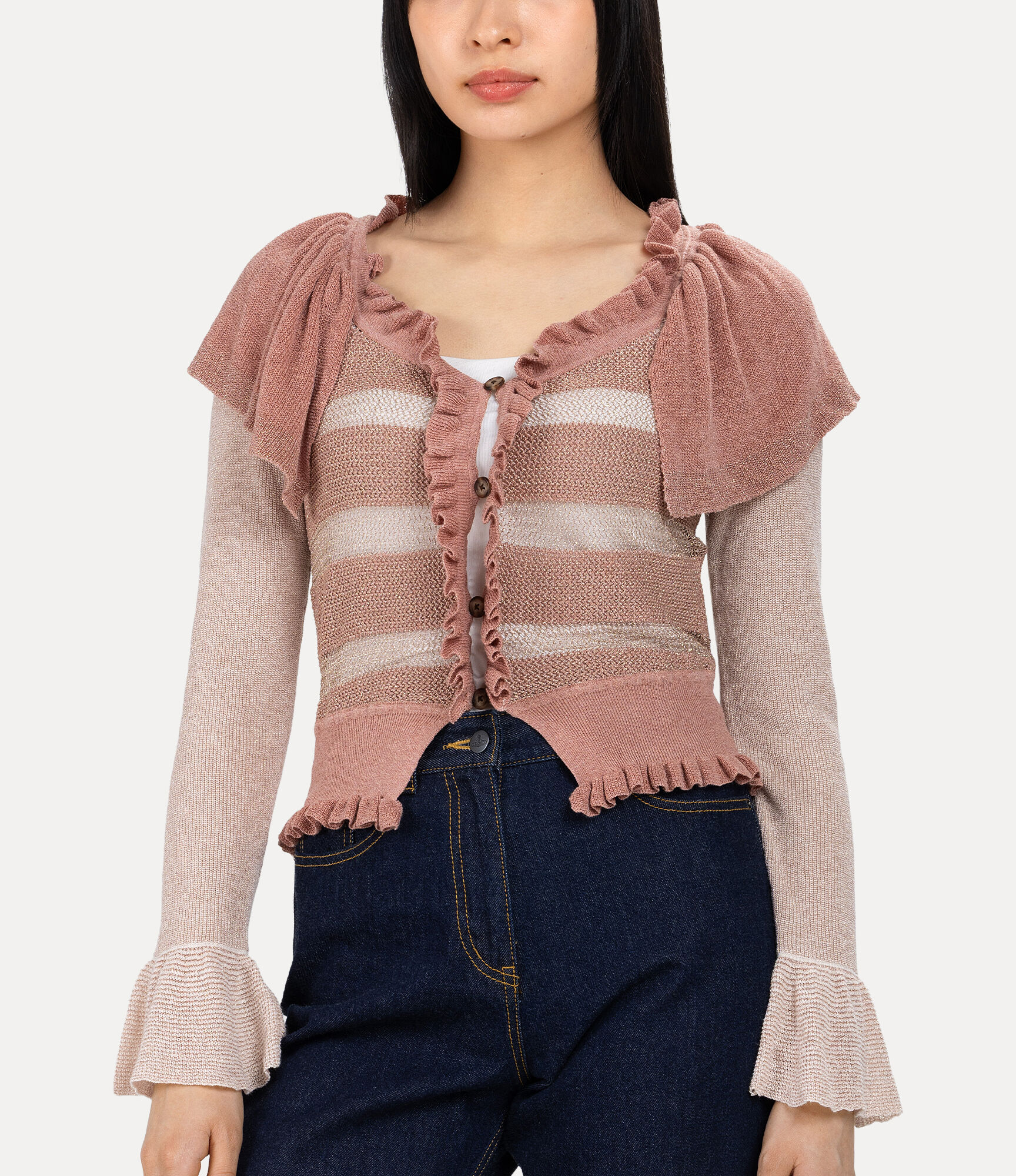Lurex Mix Patchwork Frill Knit  large image number 4