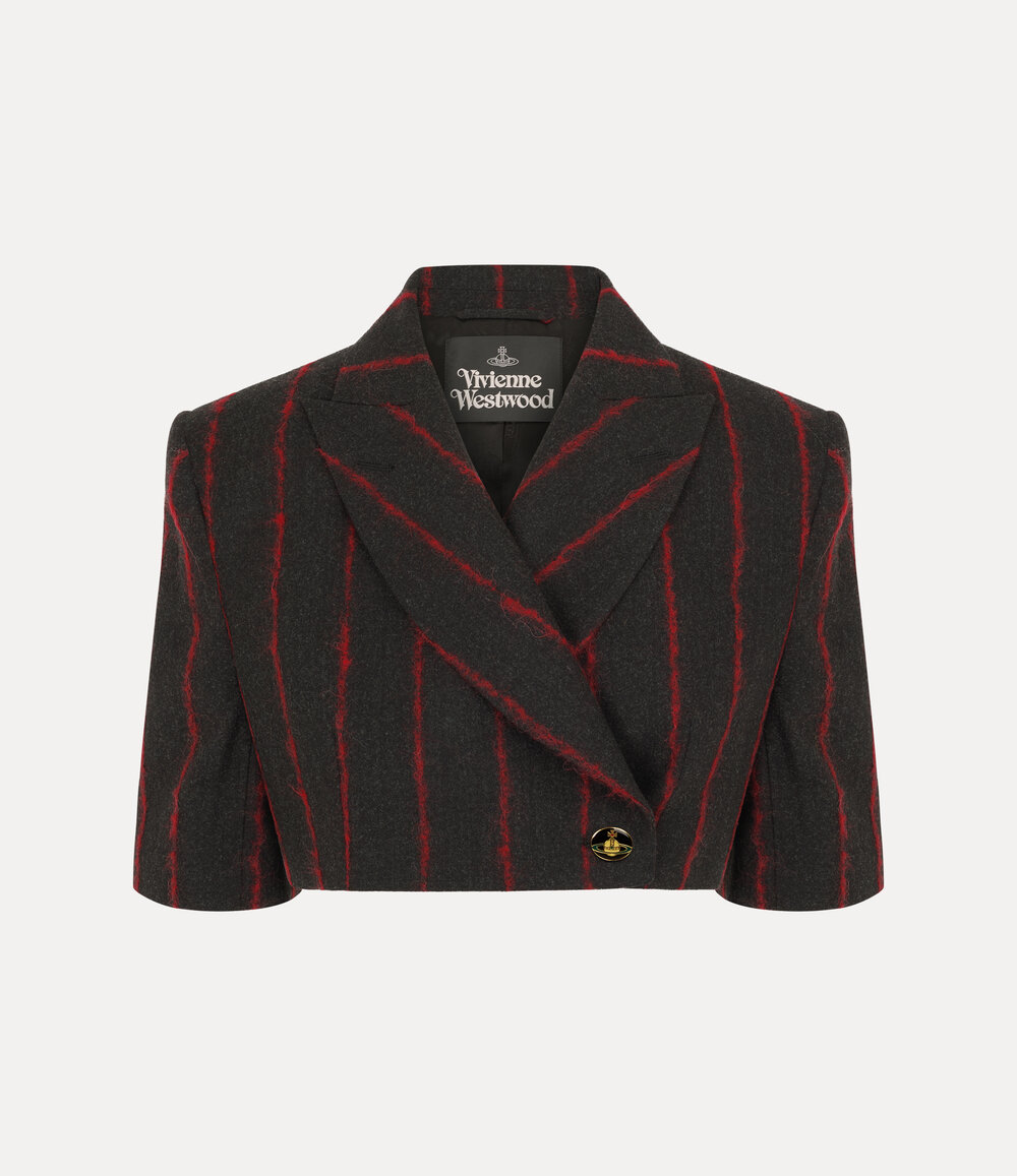 Vivienne Westwood Cut Off One Button Jacket in charcoal red