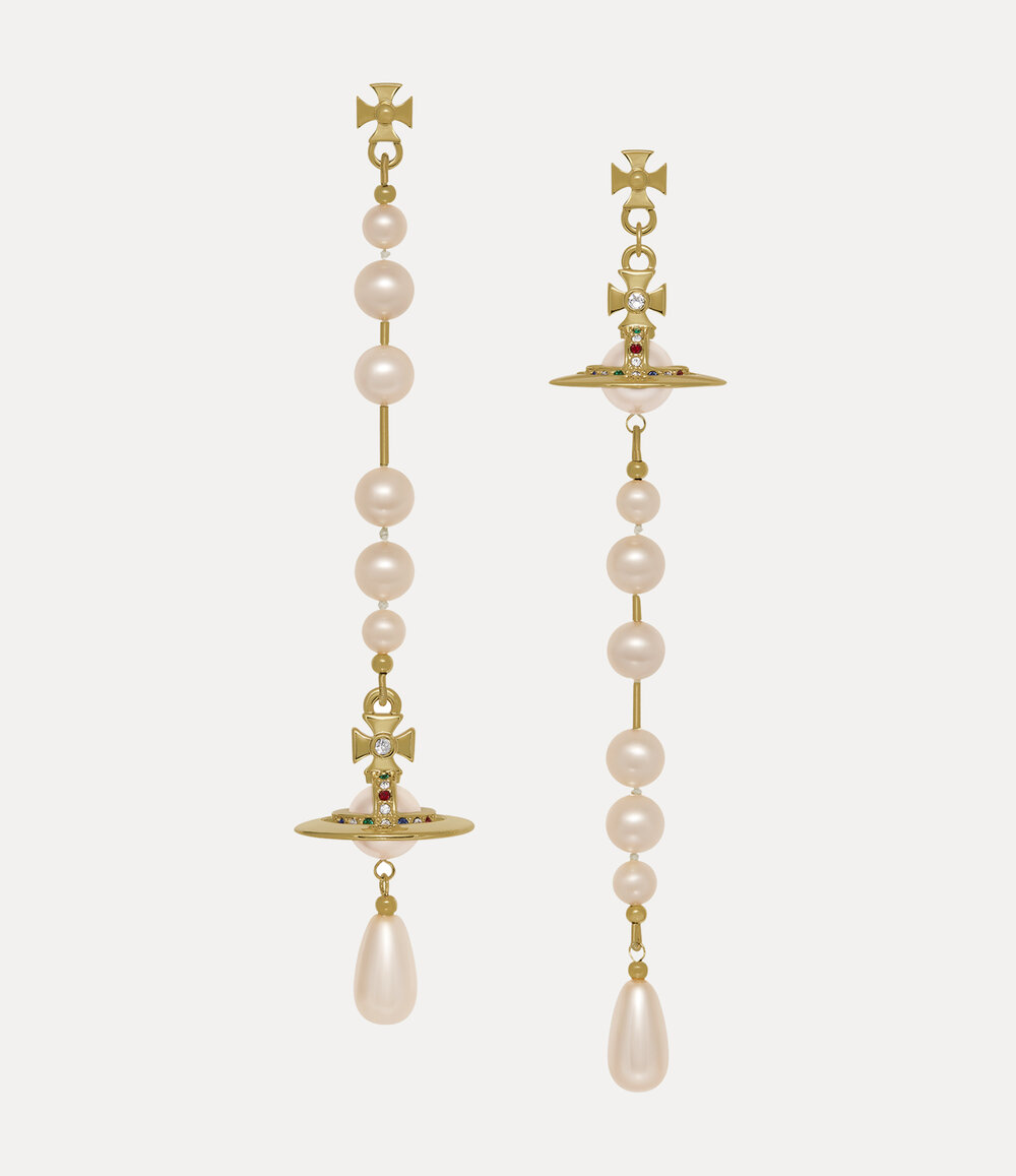 Vivienne Westwood Broken Pearl Earrings in Gold, view 2