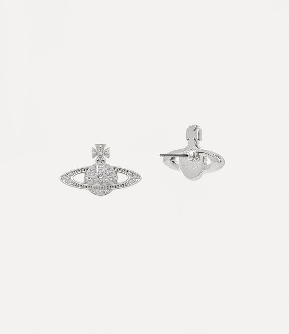 Mini Bas Relief Earrings in PLATINUM-CRYSTAL-Crystal | Vivienne