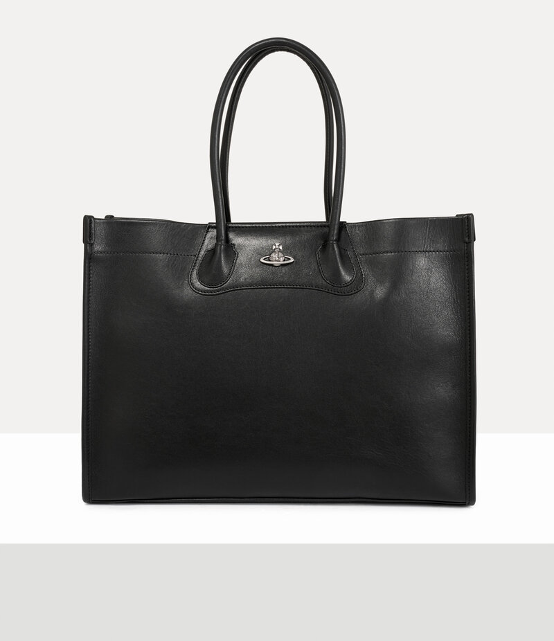 Vivienne Westwood Troy Tote Bag in Black Dark Silver