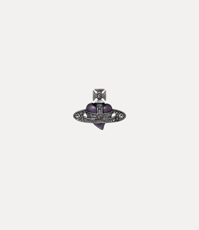 Vivienne Westwood Man. Diamante Heart Single Stud in Gunmetal