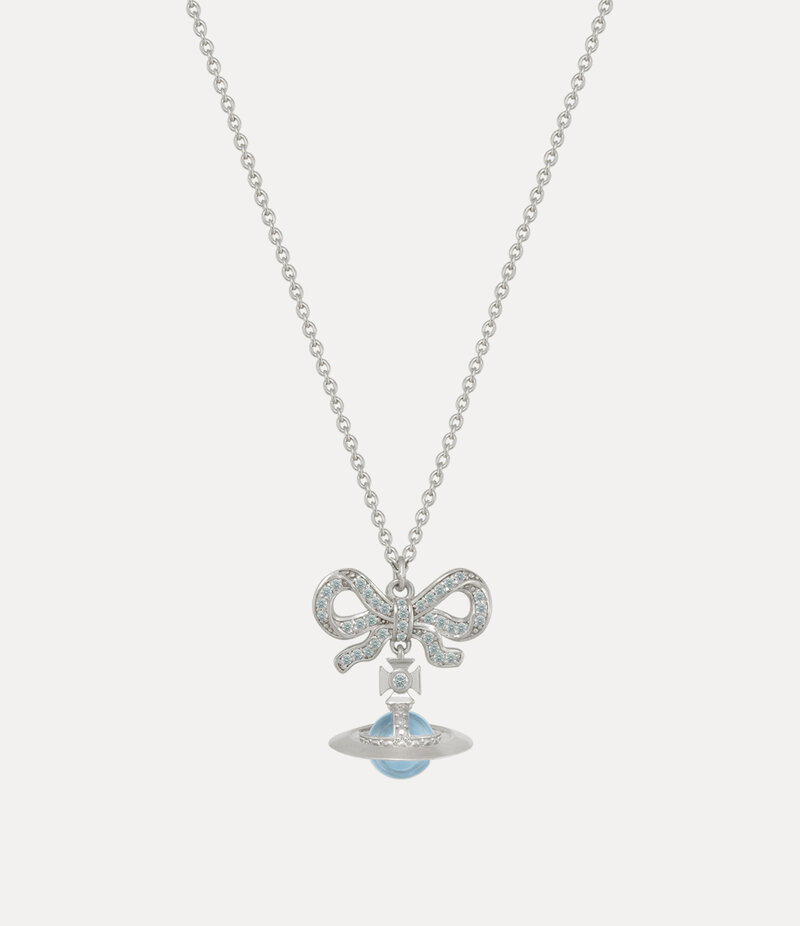 Vivienne Westwood Octavie Pendant Necklace -Platinum-blue-aqua-cz -Platinum-blue-aqua-cz