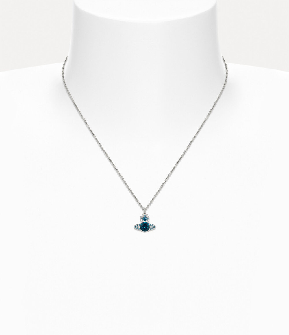 Vivienne Westwood Ismene Pendant Necklace in Platinum Dark Blue Cz, view 2