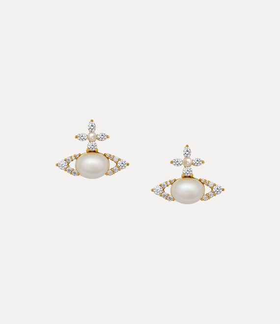 Vivienne Westwood Ada Stud Earrings In Gold-white-cz-creamrose-pearl