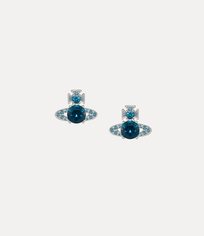 Vivienne Westwood Ismene Earrings in Platinum Dark Blue Cz