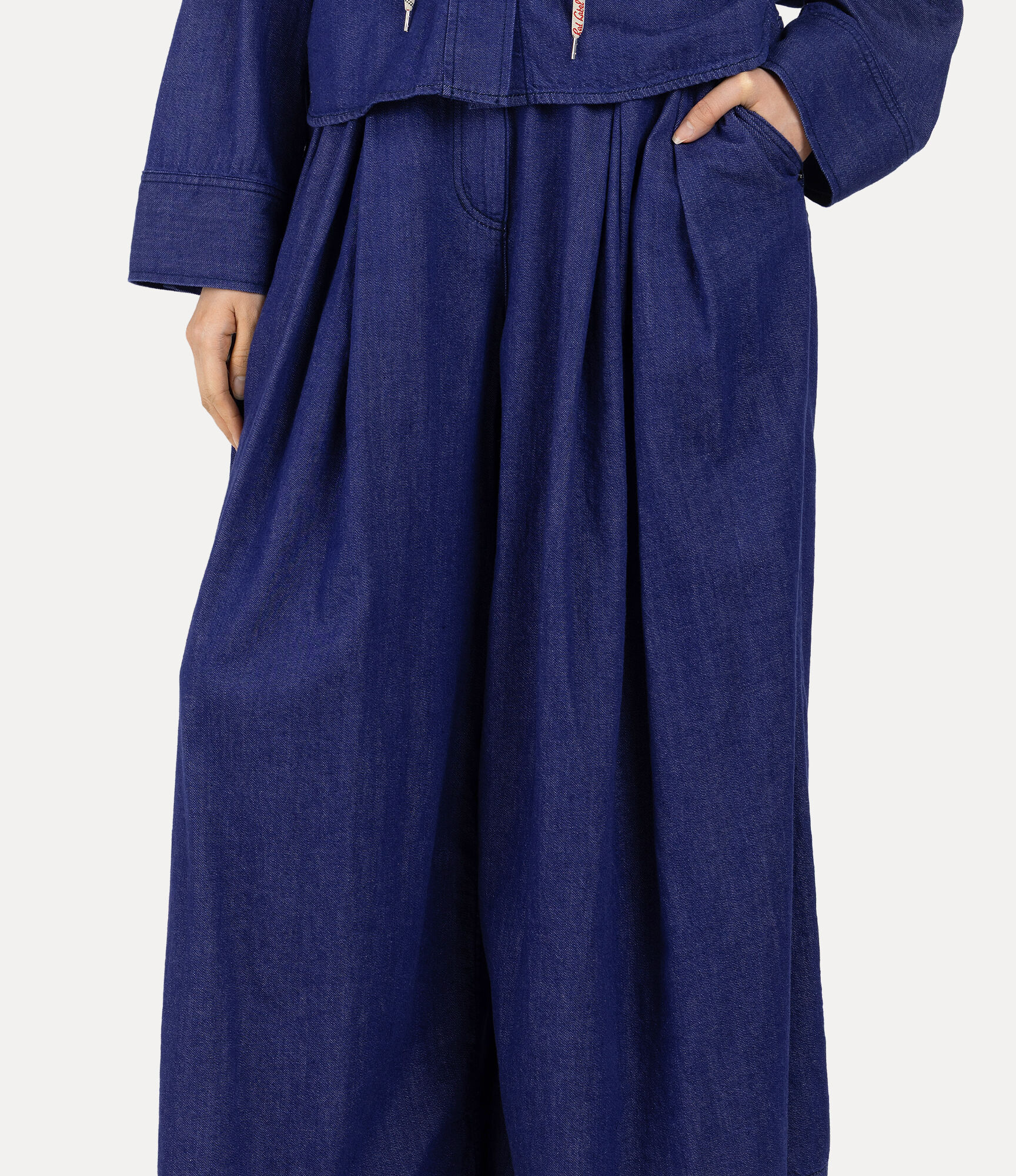 Light Denim Tuck Wide Trousers  large image number 4