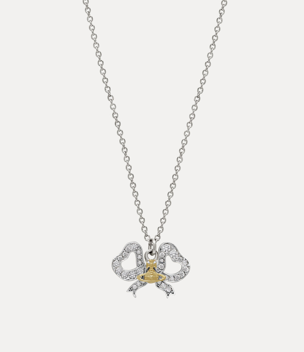 Vivienne Westwood Rigoberta Pendant Necklace in platinum gold white crystal