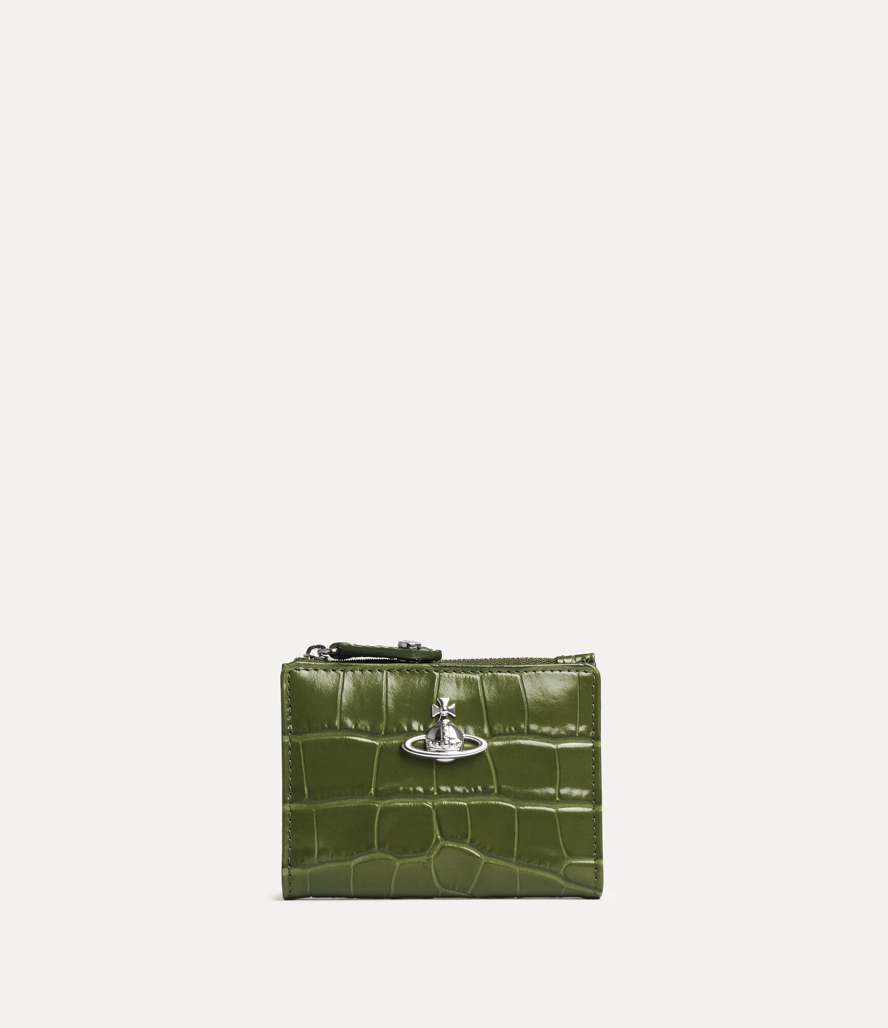 Vivienne Westwood Slim Flap Card Holder Emboss Croc Leather Khaki One Size Women