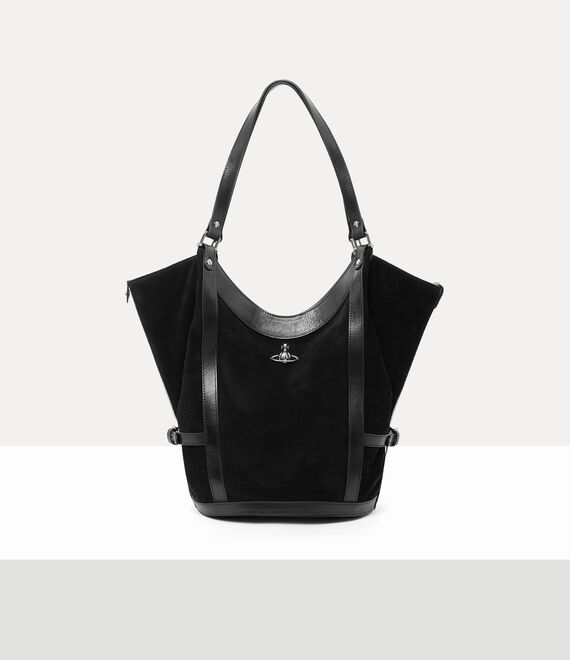 Vivienne Westwood Olive Large Shoulder Bag Leather Black In Black