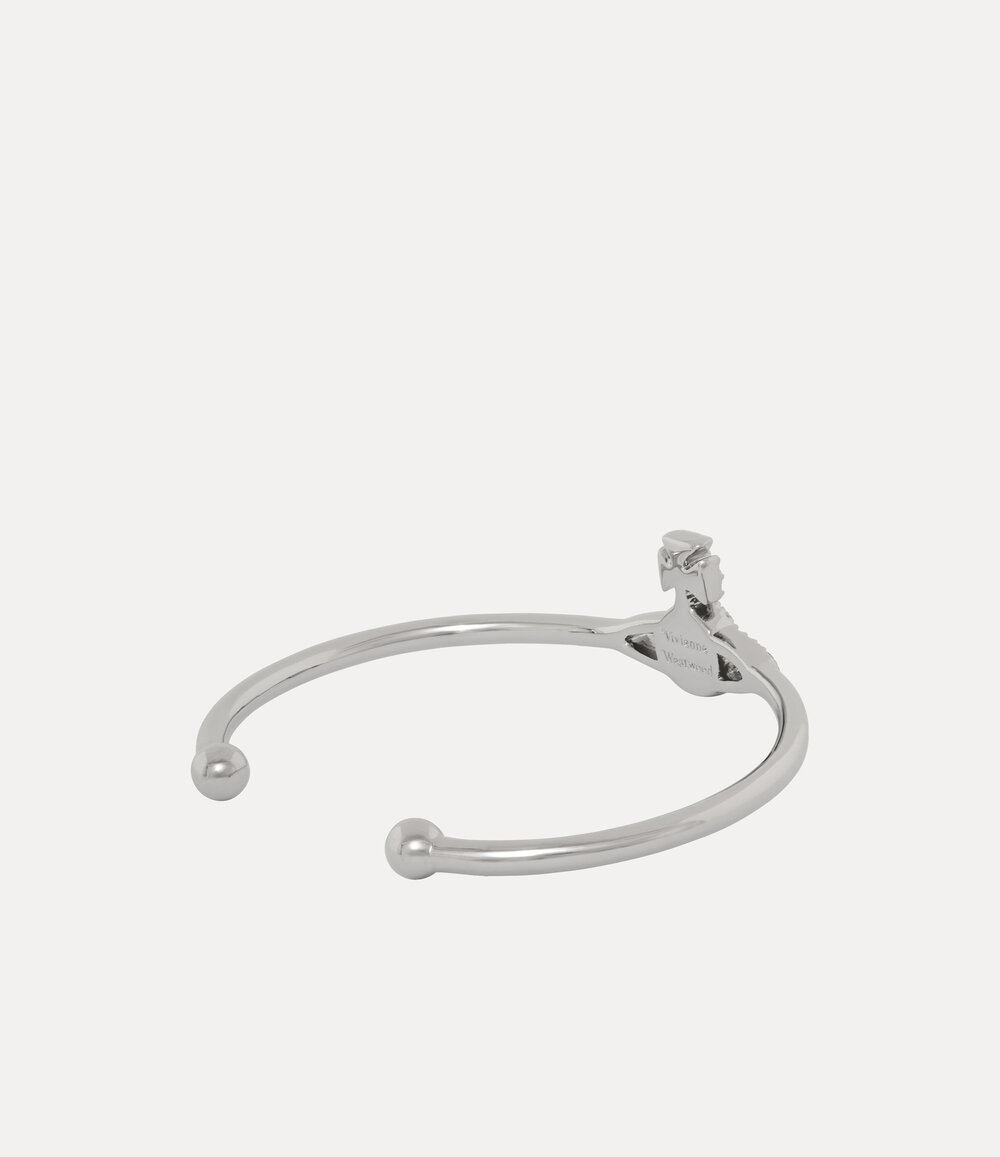 Vivienne Westwood Grace Bas Relief Open Bangle in Platinum Iris Light Amethyst Light Rose Crystal, view 3