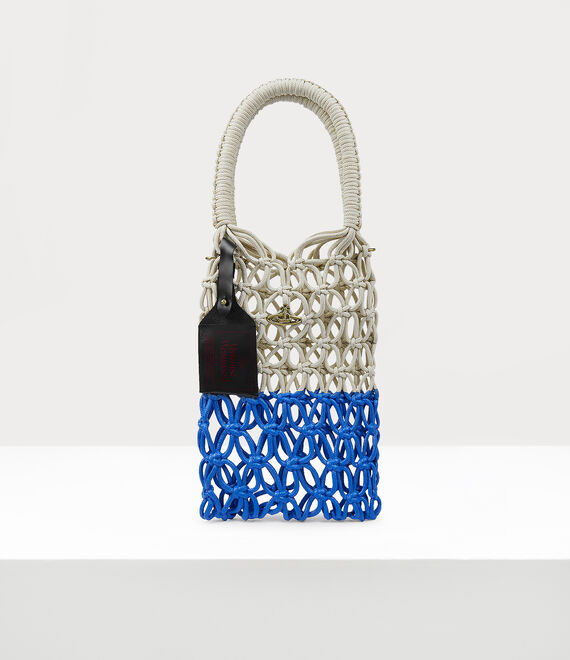 Shop Vivienne Westwood Thrawler Large Macrame Handbag In Natural-blue-rub