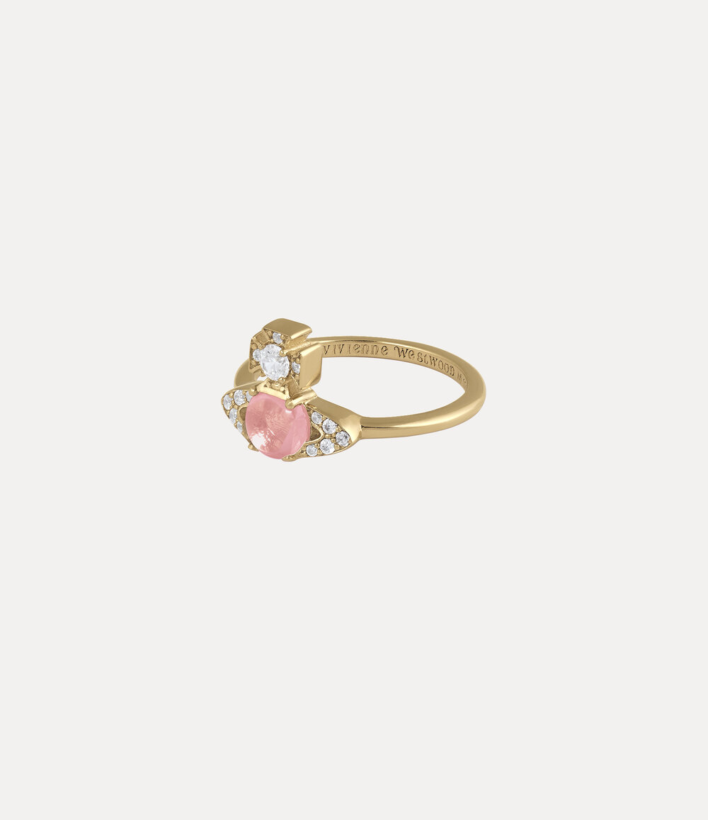 Vivienne Westwood Ondina Ring -Gold-pink-white-cz -Gold-pink-white-cz, view 2