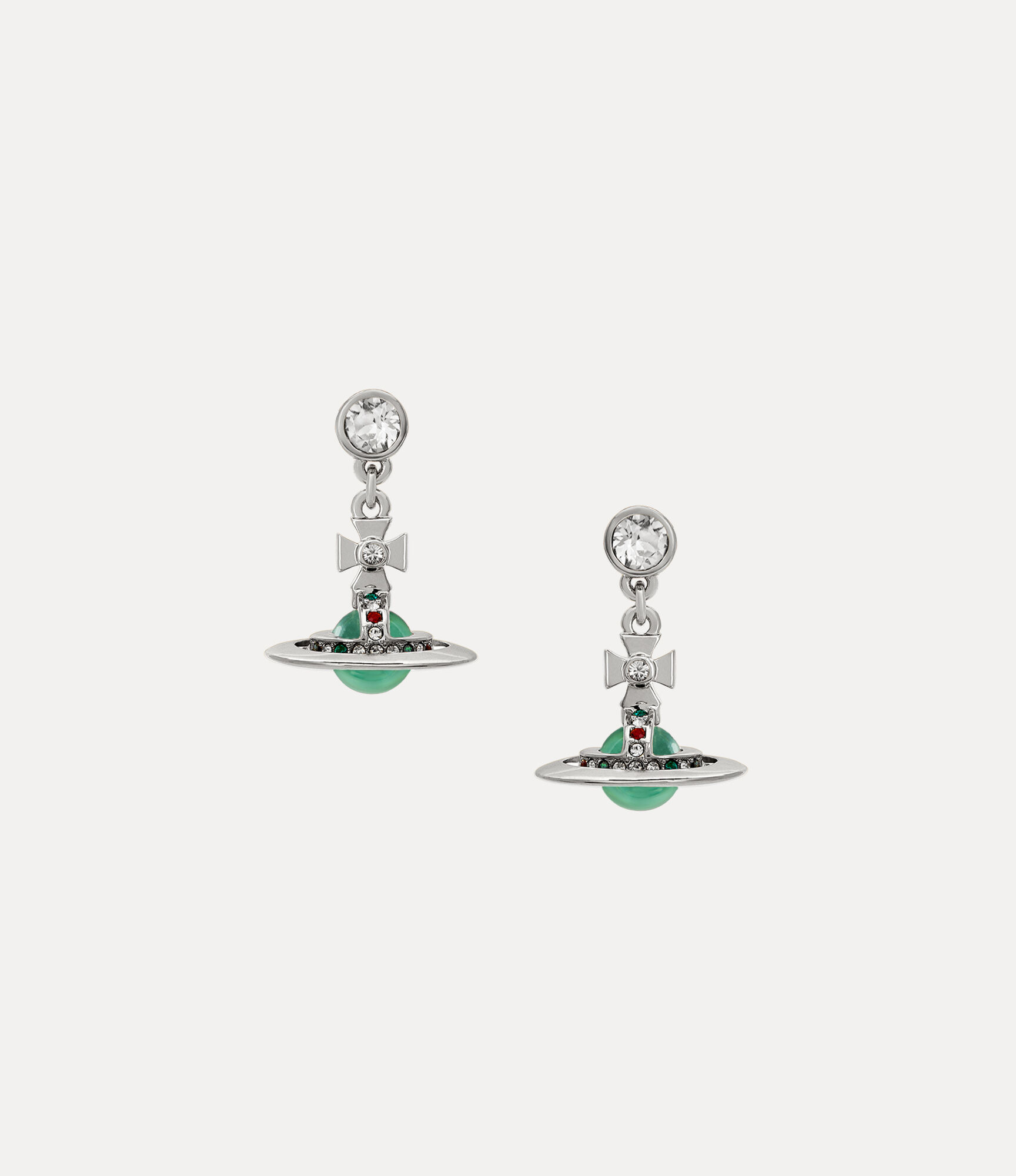 New Petite Orb Earrings in PLATINUM-MINT-GREEN-CZ-EMERALD-SIAM