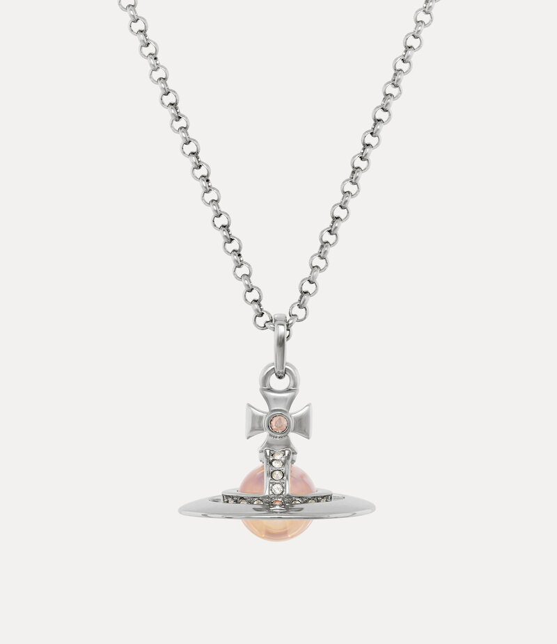 Vivienne Westwood New Tiny Orb Pendant Necklace in Platinum Light Peach Light Gold Quartz