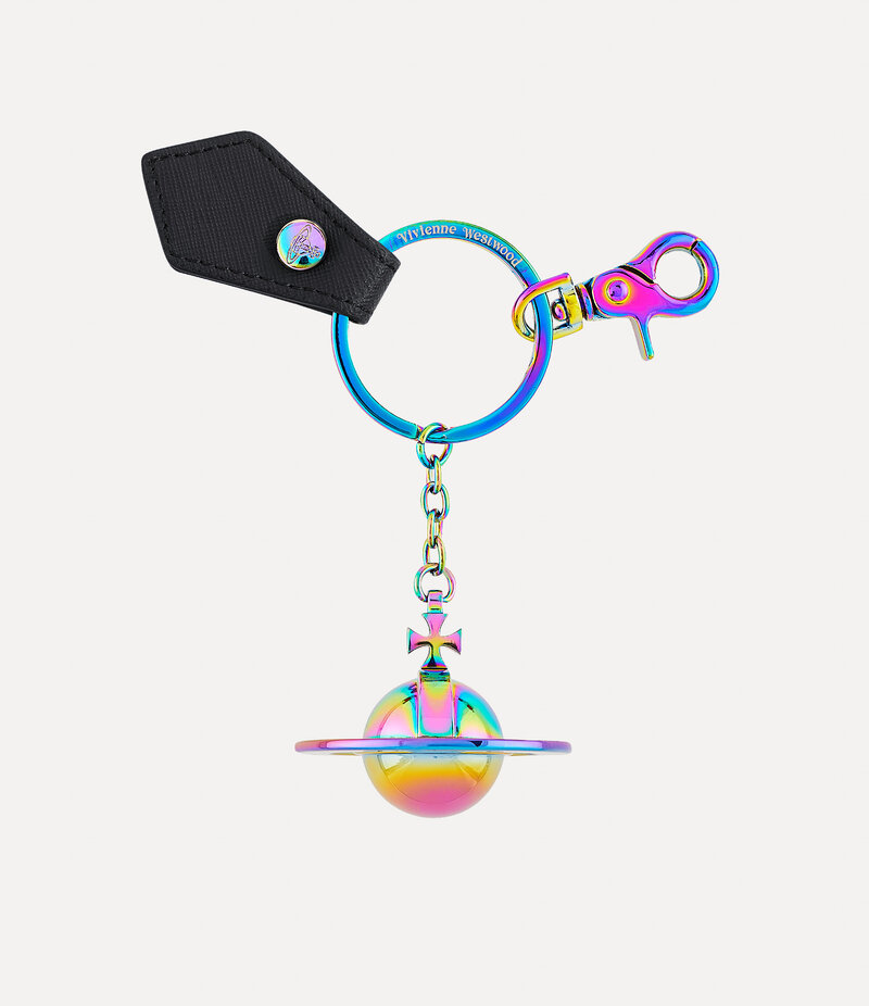 Vivienne Westwood 3d Orb Keyring in Black Saffiano
