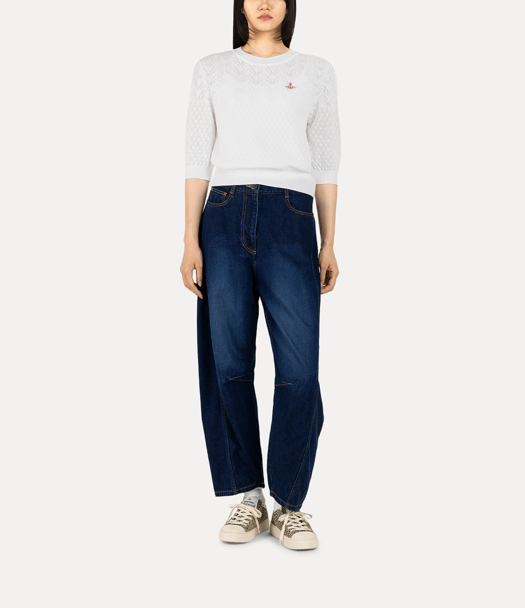 Mixed Stitch Drop Shoulder トップス - ホワイト | Vivienne Westwood®