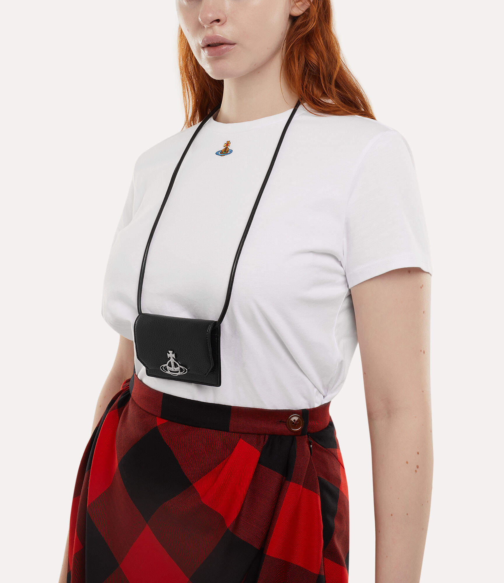 Grain Leather Card Holder With Strap in BLACK Vivienne Westwood®