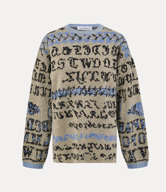 Vivienne Westwood Mens Blue Tapestry Lili Graphic-pattern Knit Jumper In Multi