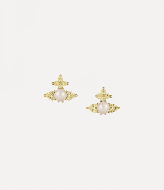 Vivienne Westwood Feodora Earrings In Gold-jonquil-nano-crystal-cz-creamrose-pearl