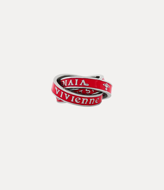 Percy Ring in PLATINUM-RED-Enamel | Vivienne Westwood® Percy Ring in PLATINUM-RED-Enamel | Vivienne Westwood®