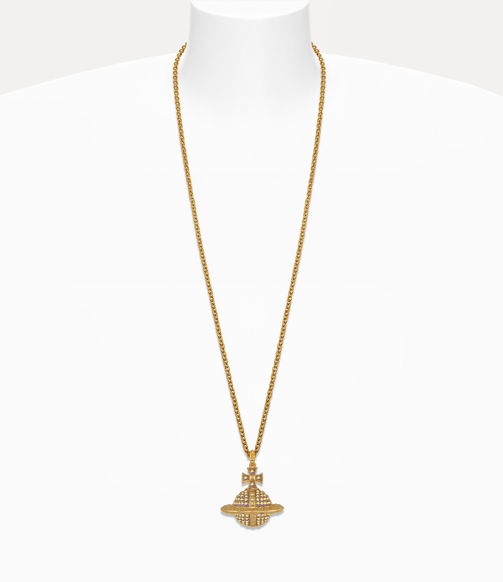 Vivienne Westwood Mayfair Large Orb Pendant Necklace in Gold Crystal Ab Crystal, view 2