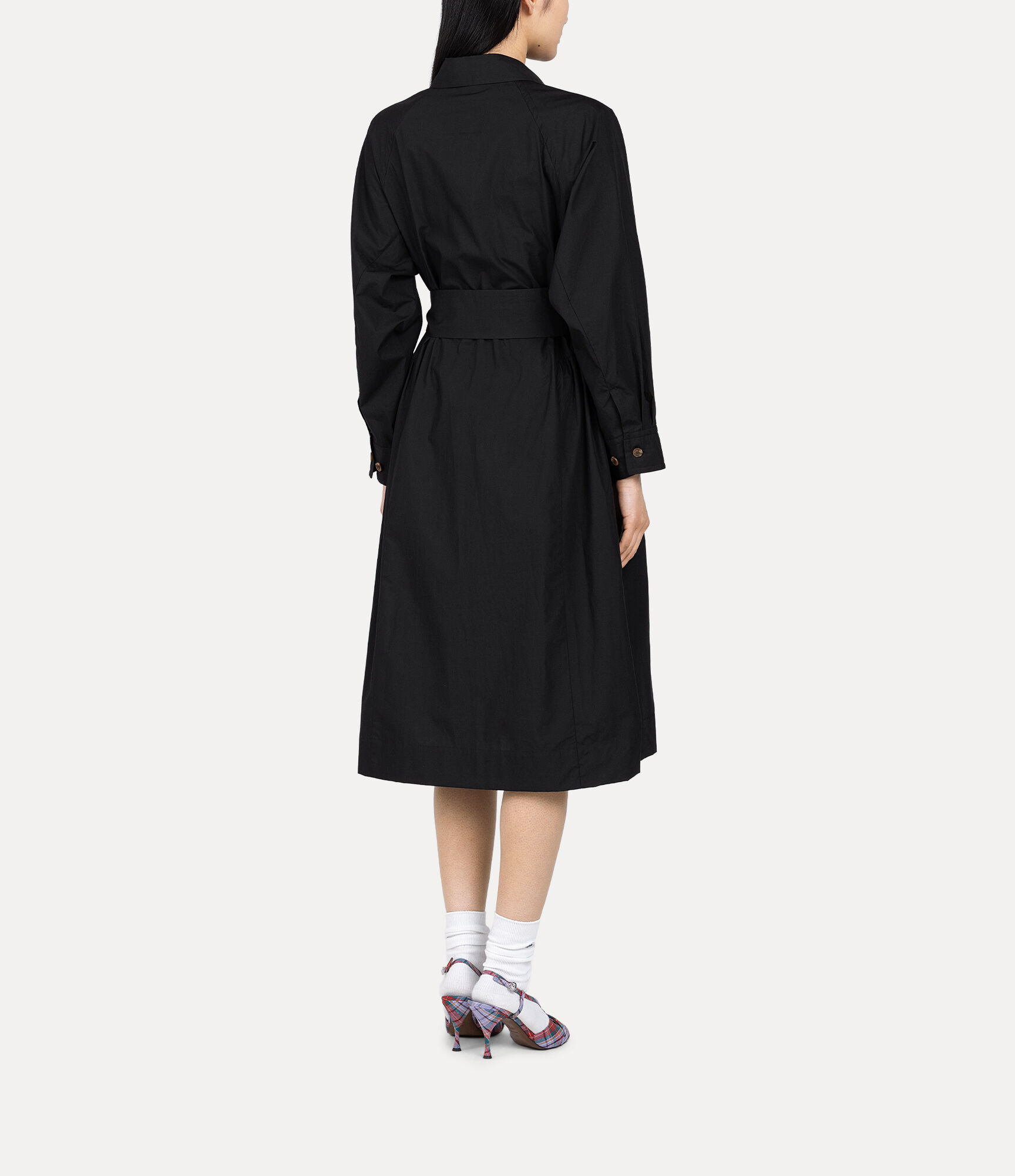 Organic Cotton Washer Waist Gathered A-Line Shirt Dress  large image number 3