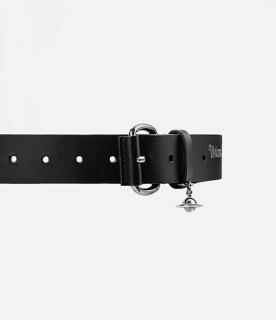 Wide Alex Charm Belt in BLACK-SILVER-HW | Vivienne Westwood®