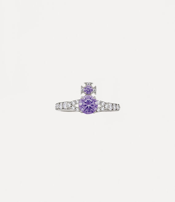 Shop Vivienne Westwood Ismene Ring In Platinum-lavender-white-cz