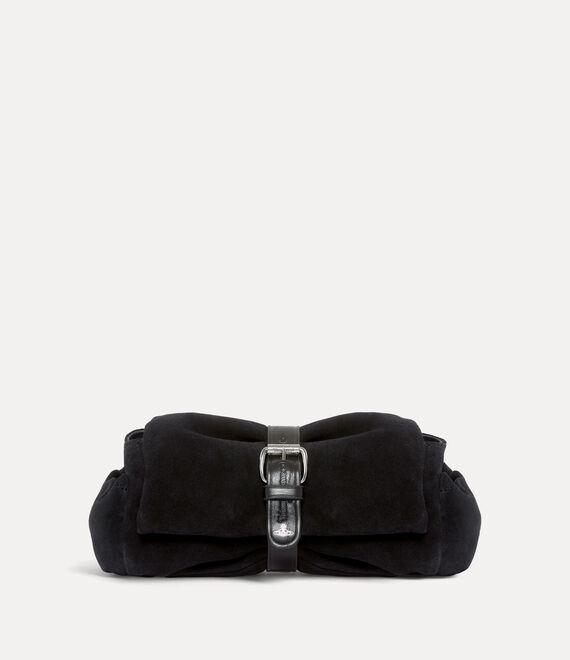 Vivienne Westwood Hazel Treasure Clutch Suede Leather Black